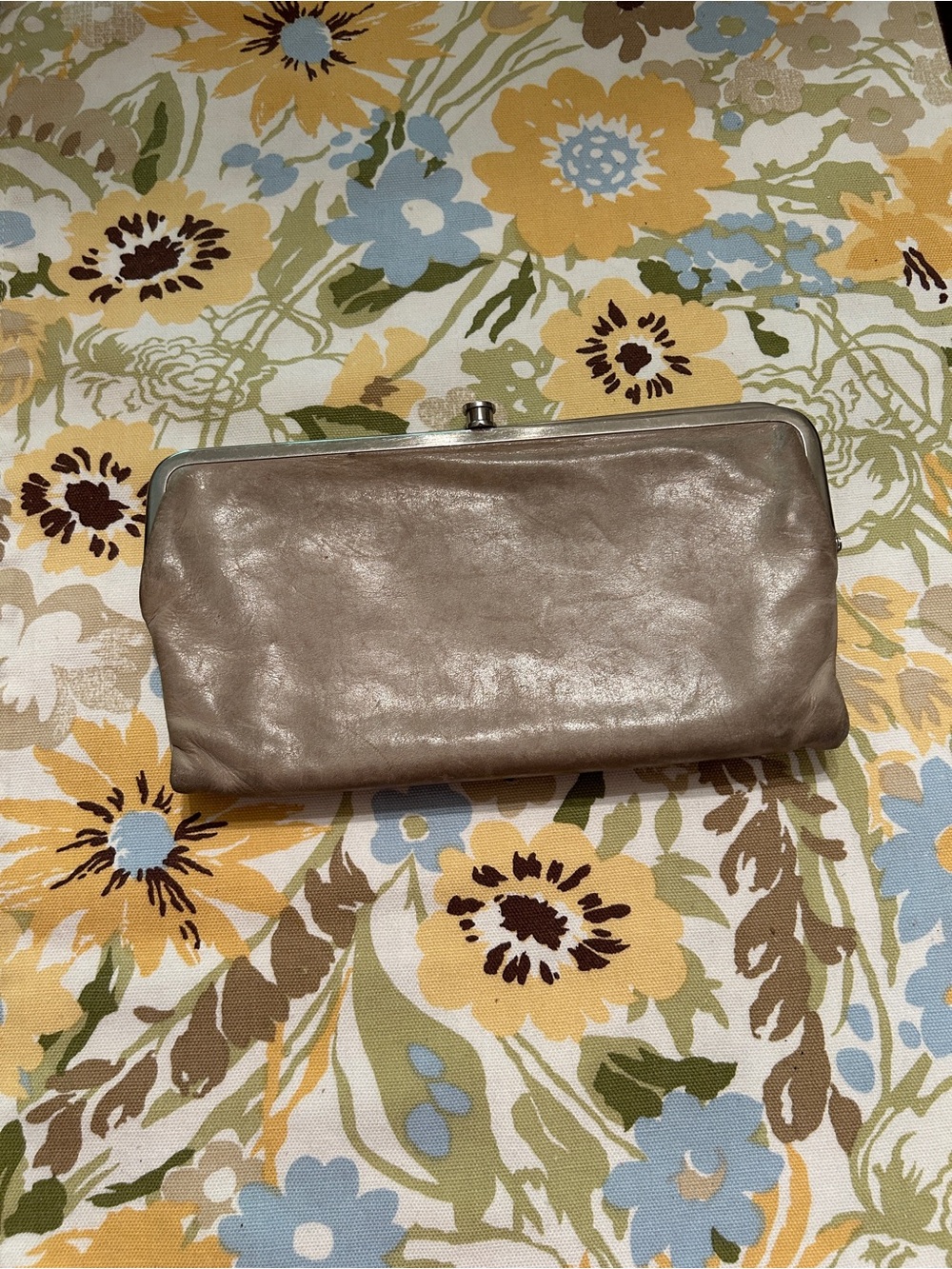 HOBO Metallic Grey Frame Kiss-Lock Clutch